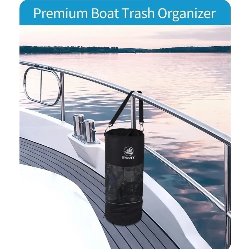 Gydoty Boat Trash Bag Reusable Mesh Garbage Can 7 Gallon Black NEW